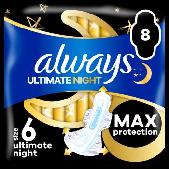 ALWAYS Ultimate Night hygienické vložky (Veľ. 6) s krídelkami 8 ks