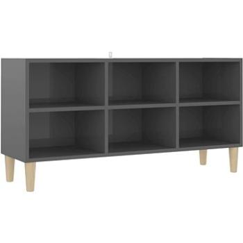SHUMEE masívne drevené nohy vysoký lesk sivý 103,5 × 30 × 50 cm (805949)