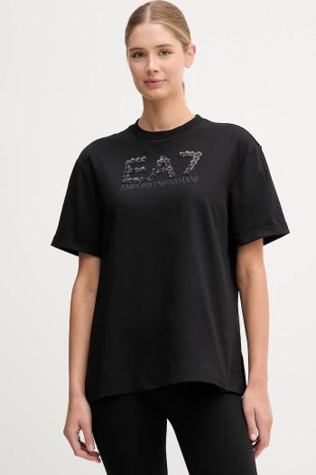 Bavlnené tričko EA7 Emporio Armani dámske, čierna farba, AF12957.7W000540