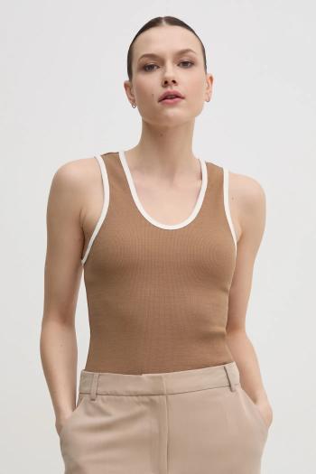 Top Tommy Hilfiger dámsky, hnedá farba, WW0WW44572