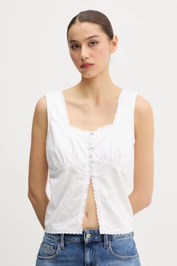 Bavlnený top Superdry biela farba, jednofarebné, W6012019A-04C