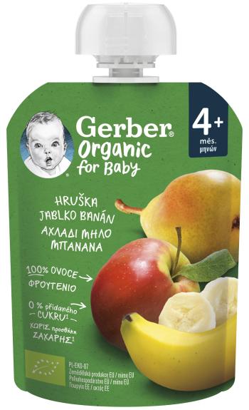 GERBER Organic vrecko hruška, jablko a banán 4m+, 90 g