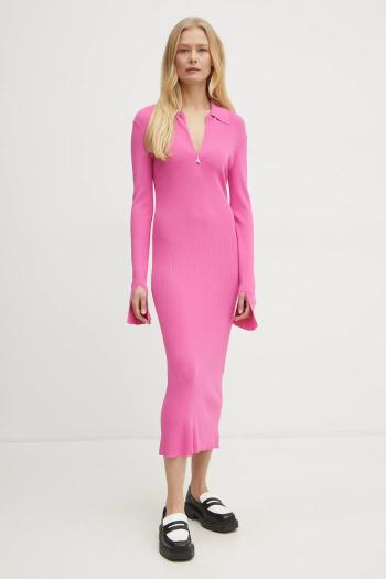 Šaty Patrizia Pepe ružová farba, midi, priliehavé, 8A1491 K078
