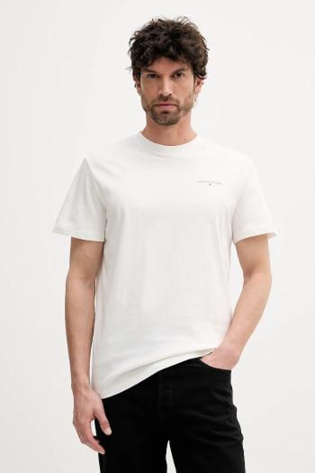 Bavlnené tričko Tommy Jeans pánske, biela farba, s potlačou, DM0DM21780