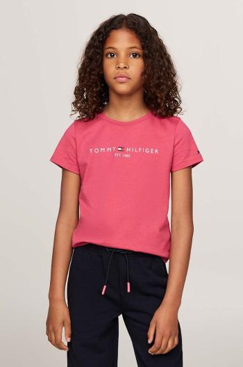 Detské bavlnené tričko Tommy Hilfiger ružová farba, KG0KG05242