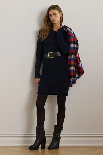 Bavlnené šaty Lauren Ralph Lauren tmavomodrá farba, mini, priliehavá, 200957468