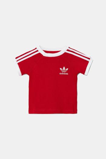 Detské bavlnené tričko adidas Originals červená farba, s nášivkou, JY0146