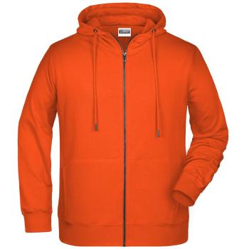 James & Nicholson Pánska mikina na zips z biobavlny 8026 - Oranžová | XXXL