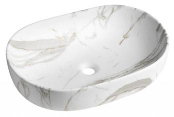 SAPHO - CALEO keramické umývadlo na dosku 60x42cm, bianco carrara CA590BC