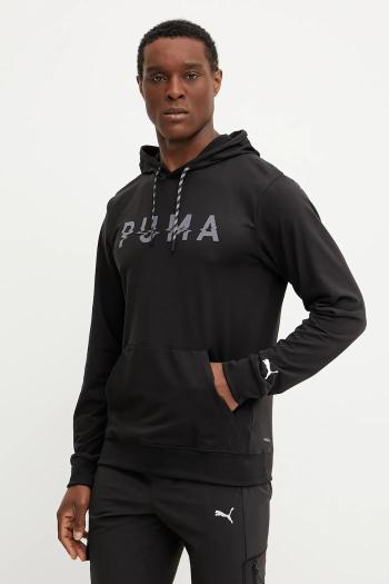 Tréningová mikina Puma Cloudspun čierna farba, s kapucňou, s potlačou, 526678