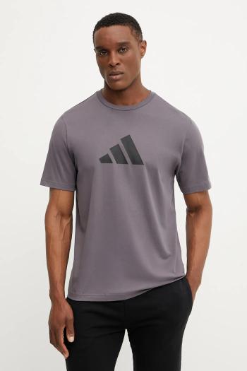 Bavlnené tričko adidas Future Icons pánske, šedá farba, s potlačou, JD4921