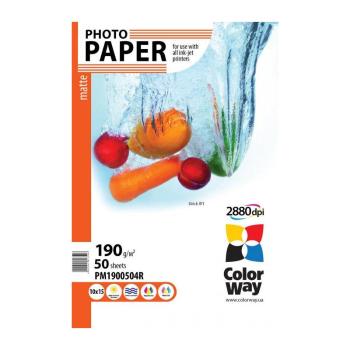 COLORWAY FOTOPAPIER MATNY 190G/M, 50KS, 10X15, PM1900504R