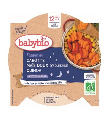 BABYBIO Večerné menu mrkva a sladká kukurica s quinoa (230 g)