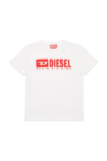 Detské bavlnené tričko Diesel TDIEGORL6 T-SHIRT biela farba, s potlačou, J02033