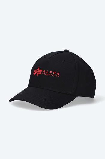 Bavlnená šiltovka Alpha Industries 126912.94-black, čierna farba, s nášivkou