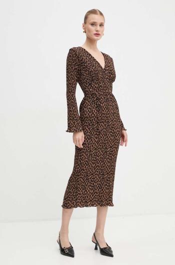 Šaty Never Fully Dressed Leopard Celeste Dress béžová farba, midi, rovný strih, NFDDR1701