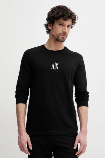 Bavlnené tričko s dlhým rukávom Armani Exchange čierna farba, s nášivkou, XM000364 AF12308