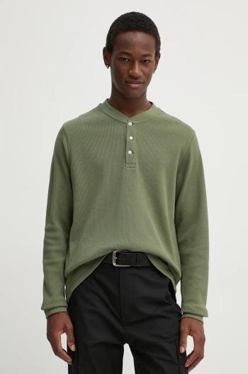 Tričko s dlhým rukávom Levi's pánske, zelená farba, jednofarebné, 29691
