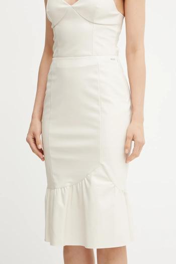 Sukňa Armani Exchange béžová farba, midi, puzdrová, XW000422 AF12807