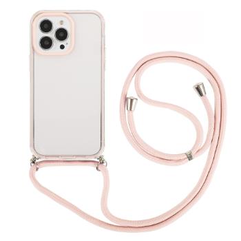 ROPE Priehľadný kryt so šnúrkou Apple iPhone 14 Pro ružový