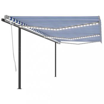 Ručne zaťahovacia markíza so stĺpikmi a LED svetlom 350x250 cm Dekorhome
