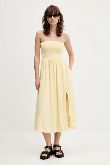 Šaty Hollister Co. žltá farba, midi, áčkový strih, KI359-5045