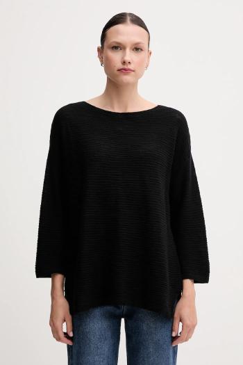 Sveter s prímesou ľanu United Colors of Benetton čierna farba, 115GD10CT