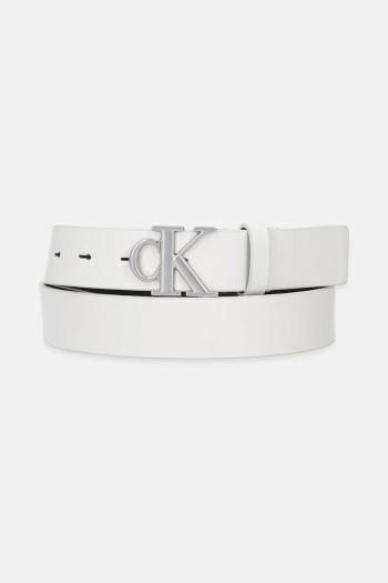 Kožený opasok Calvin Klein biela farba, LV04K7018G
