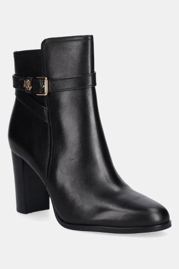 Kožené členkové topánky Lauren Ralph Lauren Brke Bt Hl 2 čierna farba, na podpätku, 802974474001
