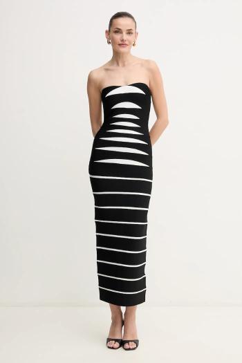 Šaty Herve Leger Cameron čierna farba, midi, priliehavá, HLT8513508