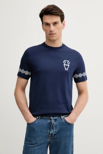 Bavlnené tričko United Colors of Benetton pánske, tmavomodrá farba, s potlačou, 3BL0U10AF