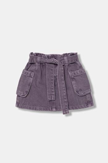 Dievčenská rifľová sukňa United Colors of Benetton fialová farba, mini, áčkový strih, 481SG0017