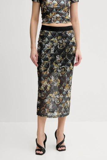 Sukňa Versace Jeans Couture čierna farba, midi, rovný strih, 78HAE806 JS443