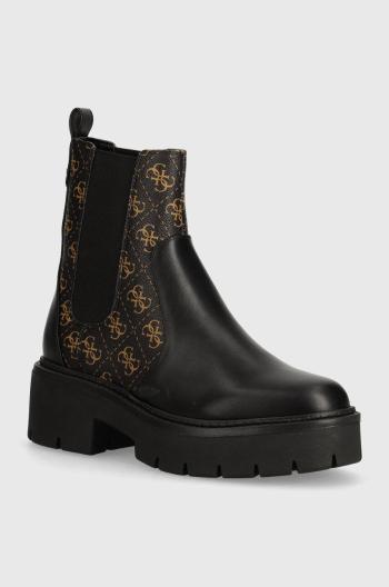 Topánky chelsea Guess SHUZE dámske, čierna farba, na platforme, FLTSHU ELE10