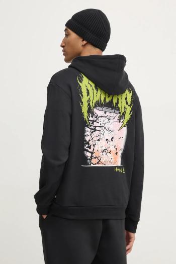 Bavlnená mikina adidas Originals Q12 TS DEATH ho pánska, čierna farba, s kapucňou, s potlačou, JN5703