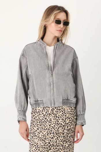 Džínsová bomber bunda Medicine dámska, šedá farba, prechodná, oversize