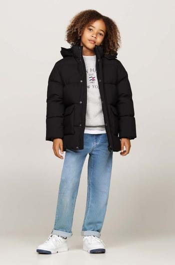 Detská bunda Tommy Hilfiger čierna farba, KB0KB09401