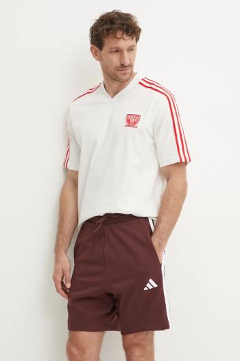 Bavlnené tričko adidas Originals pánske, béžová farba, vzorované, IX9633