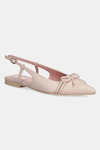 Kožené balerínky Pretty Ballerinas Yvette béžová farba, s otvorenou pätou, 52144_B