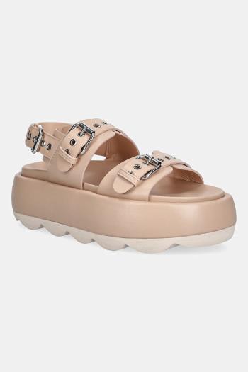 Kožené sandále AGL Gwendoline Sporty béžová farba, na platforme, D690008PHSOFTY0551
