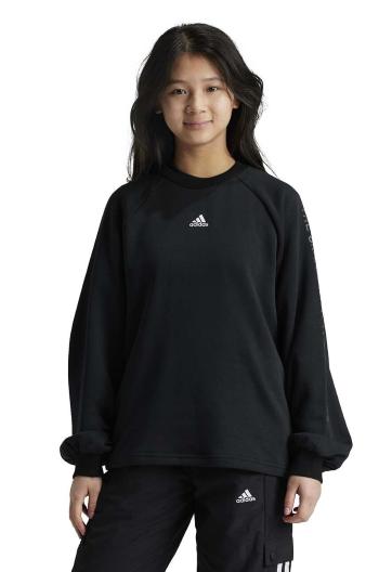 Detská mikina adidas JGAM CREW čierna farba, s potlačou, IV7045