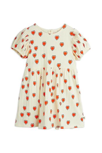 Dievčenské šaty Mini Rodini Outlined hearts béžová farba, midi, áčkový strih, 2565010211