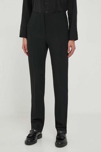 Nohavice Emporio Armani dámske, čierna farba, rovné, stredne vysoký pás