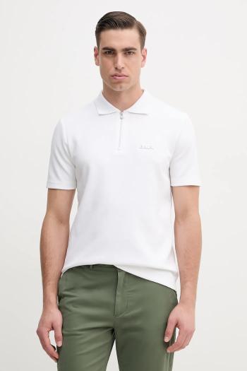 Polo tričko BALR. pánsky, biela farba, s nášivkou