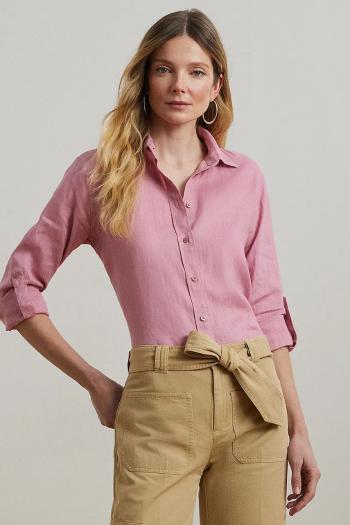 Ľanová košeľa Lauren Ralph Lauren regular, s klasickým golierom, 200782777