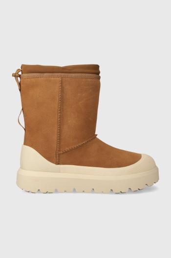 Semišové snehule UGG Classic Short Weather Hybrid pánske, hnedá farba, 1143992