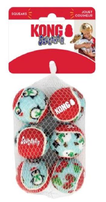 Kong Dog Holiday SqueakAir® Balls s pískatkom, guma, vulkanizovaná, M (6 ks/ bal.) hračka pre psy