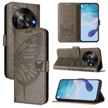 ART BUTTERFLY Peňaženkový obal pre ZTE Blade A75 5G šedý