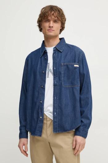 Rifľová košeľa Calvin Klein Jeans pánska, regular, s klasickým golierom, J30J327022