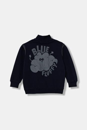 Detská bavlnená mikina United Colors of Benetton tmavomodrá farba, s nášivkou, 3NBMG5042